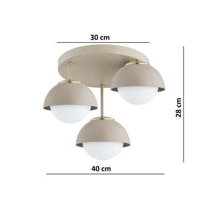 Brilagi - Felületre szerelhető mennyezeti csillár 3xE27/60W/230V bézs/arany