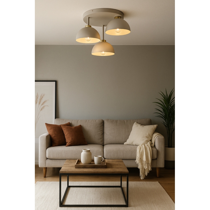 Brilagi - Felületre szerelt csillár 3xE27/60W/230V bézs/arany