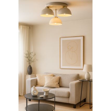 Brilagi - Felületre szerelt csillár 3xE27/60W/230V bézs/arany