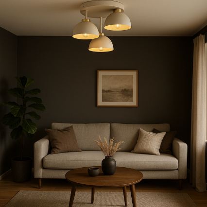 Brilagi - Felületre szerelt csillár 3xE27/60W/230V bézs/arany