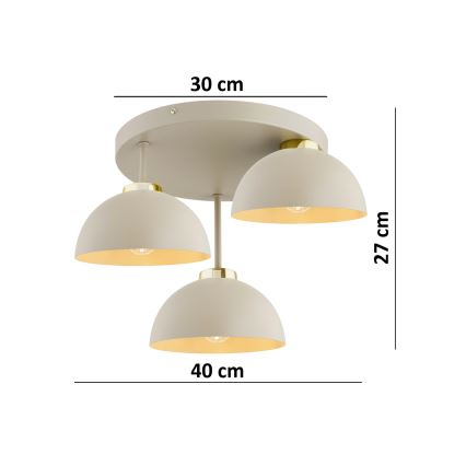 Brilagi - Felületre szerelt csillár 3xE27/60W/230V bézs/arany