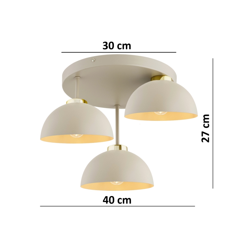 Brilagi - Felületre szerelt csillár 3xE27/60W/230V bézs/arany