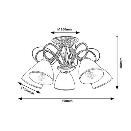 Brilagi - Felületre szerelt csillár FRED 5xE27/60W/230V átm. 59 cm fényes króm