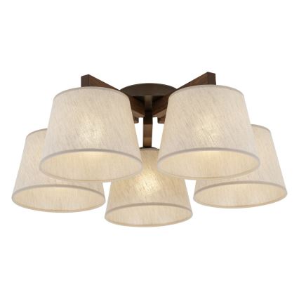 Brilagi - Felületre szerelt csillár LATTE 5xE27/15W/230V fenyő/krémszínű