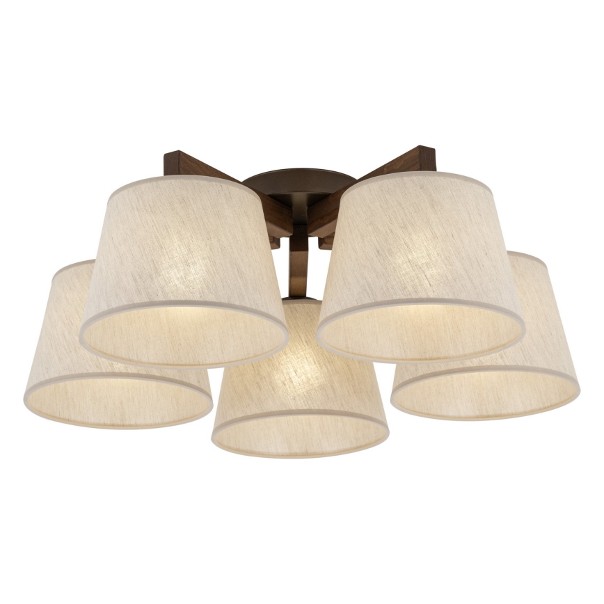 Brilagi - Felületre szerelt csillár LATTE 5xE27/15W/230V fenyő/krémszínű