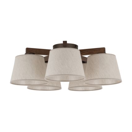Brilagi - Felületre szerelt csillár LATTE 5xE27/15W/230V fenyő/krémszínű