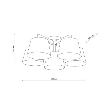 Brilagi - Felületre szerelt csillár LATTE 5xE27/15W/230V fenyő/krémszínű