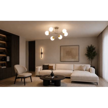 Brilagi - Felületre szerelt csillár MILO 6xE27/60W/230V bézs/arany