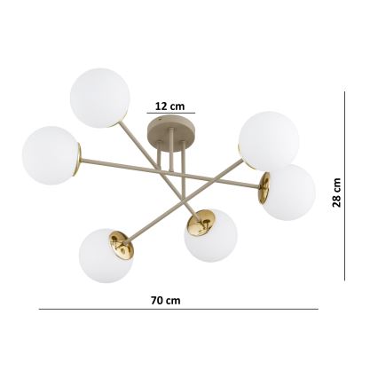 Brilagi - Felületre szerelt csillár MILO 6xE27/60W/230V bézs/arany