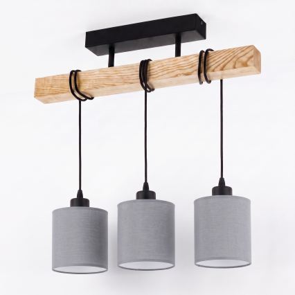 Brilagi - Felületre szerelt csillár NUBILA 3xE27/60W/230V fenyő/világosszürke