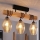 Brilagi - Felületre szerelt csillár WOOD GLASS 3xE27/60W/230V fenyő/fekete/füstös bézs