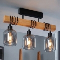 Brilagi - Felületre szerelt csillár WOOD GLASS 3xE27/60W/230V fenyő/fekete/füstszürke