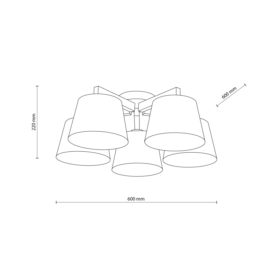 Brilagi - Felületre szerelt LATTE csillár 5xE27/15W/230V fenyő/fehér