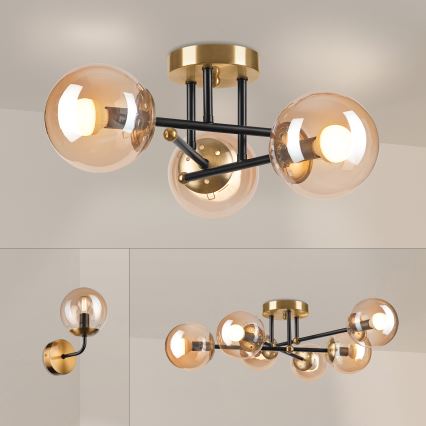 Brilagi - Felületre szerelt MALIVA csillár 3xE14/15W/230V, aranyszínű