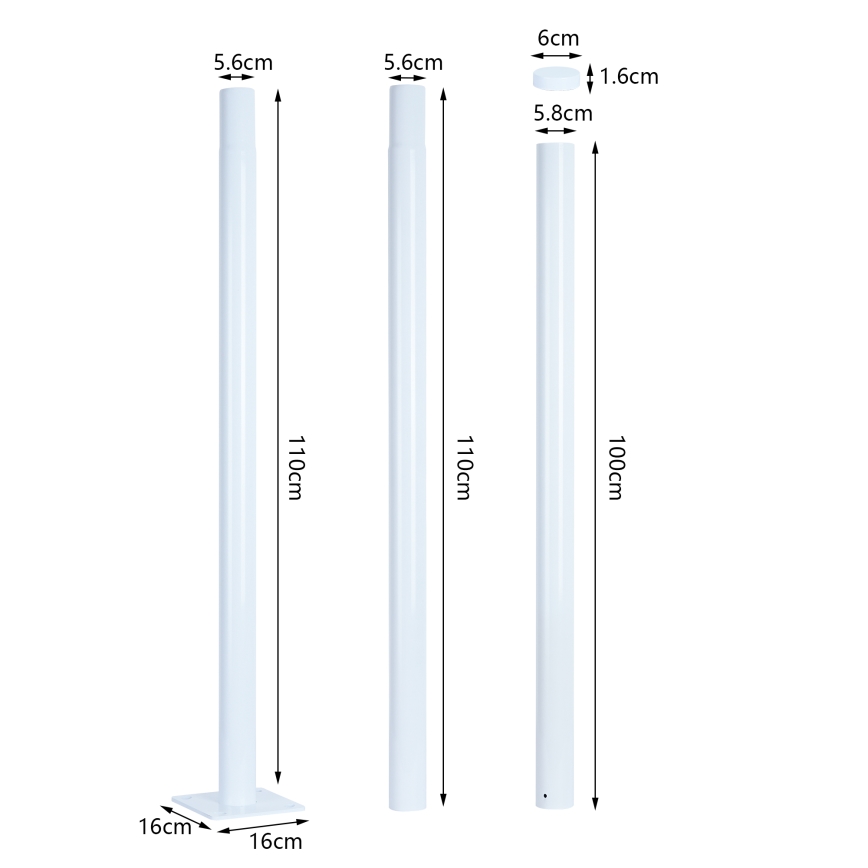 Brilagi - Fémoszlop kültéri világításhoz URBAN 3 m oszlop átmérő 58 mm fehér