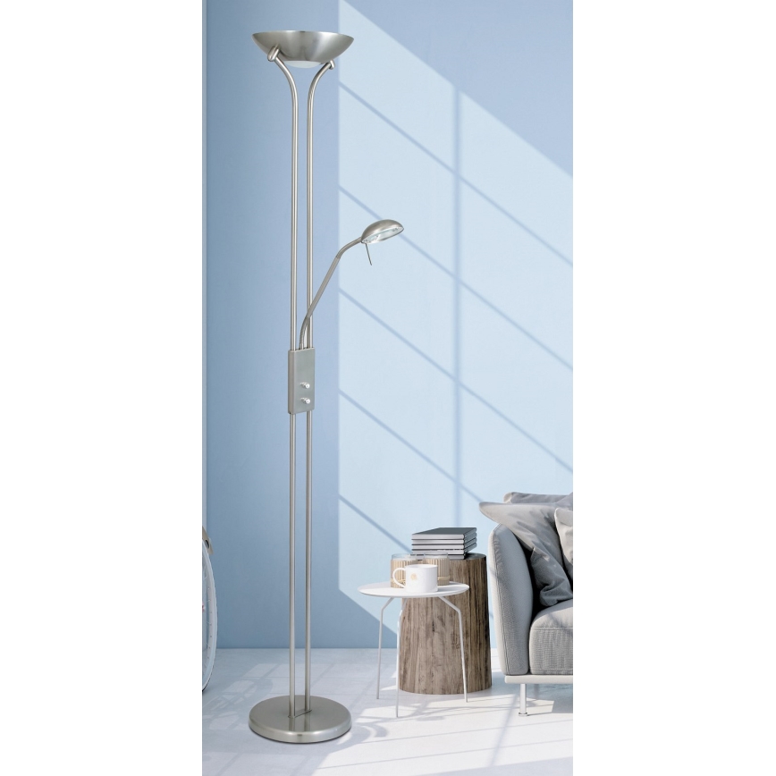 Brilagi - Fényerőszabályozható állólámpa SCARLETT 1xR7s/230W/230V + 1xG9/40W matt króm