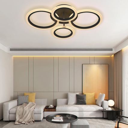 Brilagi - LED dimmelhető felületre szerelhető mennyezeti lámpa ORBITS LED/50W/230V 3000-6500K fekete + távirányító