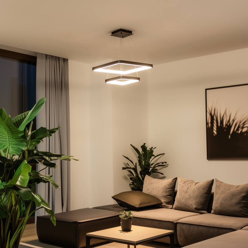 Brilagi - LED dimmelhető kábeles csillár FALCON SLIM LED/78W/230V 3000-6500K 50x50 cm fekete + távirányító