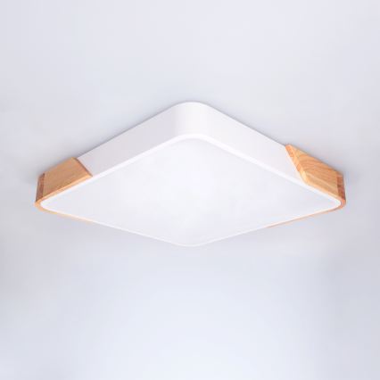 Brilagi - LED dimmelhető mennyezeti lámpa PILANA LED/48W/230V 3000-6500K tölgy/fehér 42x42 cm + távirányító