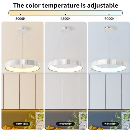 Brilagi - LED dimmelhető függeszték kábelen FALCON MODERN LED/54W/230V átm. 60 cm fehér + távirányítóval