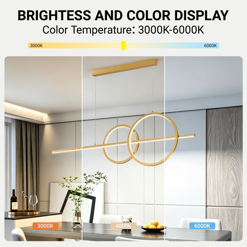 BRILAGI - LED dimmelhető csillár kábelen SIGNATURE LED/53W/230V 3000-6000K 120 cm arany + távirányító