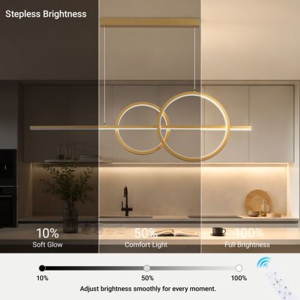 BRILAGI - LED dimmelhető csillár kábelen SIGNATURE LED/53W/230V 3000-6000K 120 cm arany + távirányító
