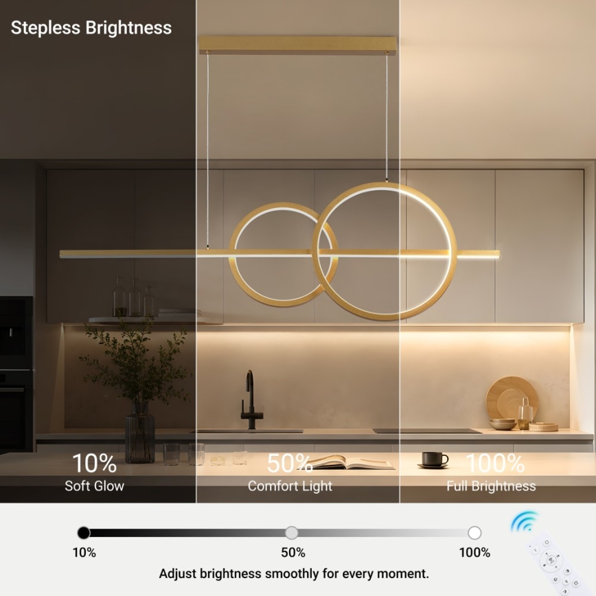 BRILAGI - LED dimmelhető csillár kábelen SIGNATURE LED/53W/230V 3000-6000K 120 cm arany + távirányító
