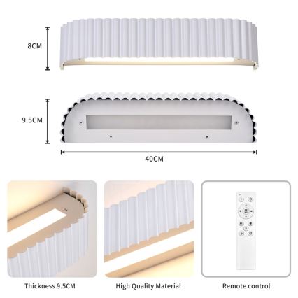 Brilagi - LED Dimmelhető fali lámpatest FALCON MODERN LED/14W/230V 3000-6000K 40 cm fehér + távirányító