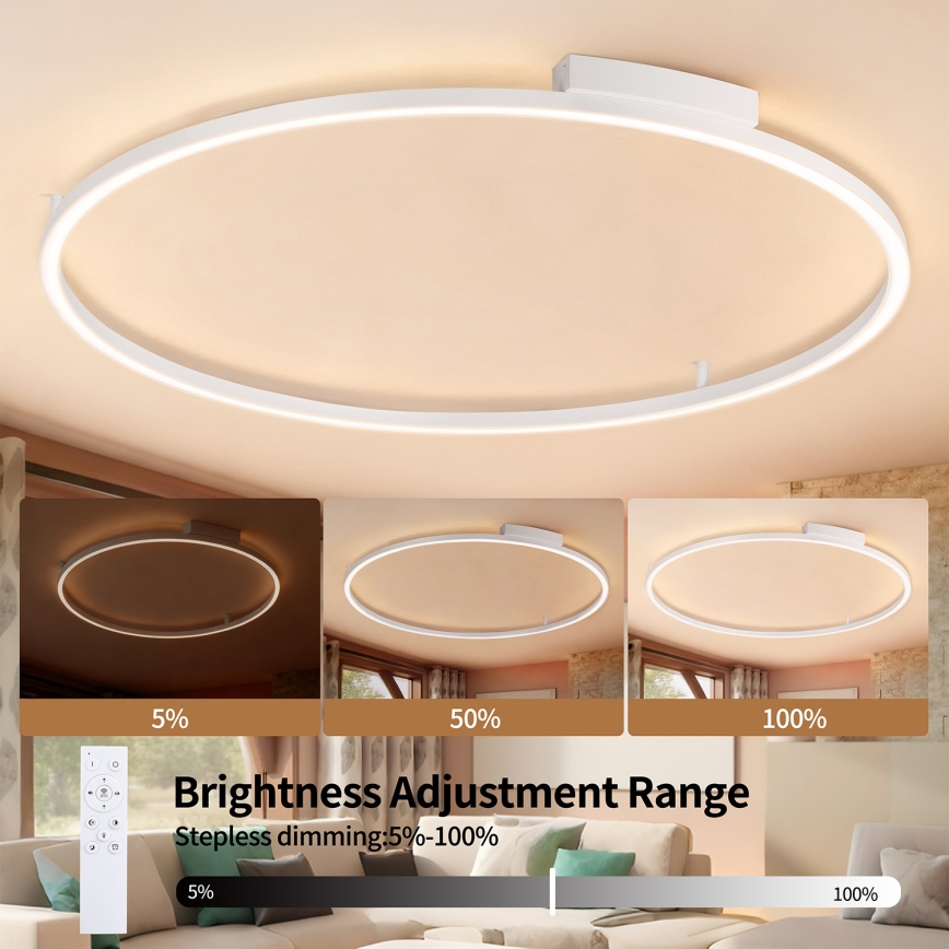 Brilagi - PORTOFINO LED dimmelhető mennyezeti lámpa LED/85W/230V 3000-6000K, átmérő 120 cm, fehér + távirányító