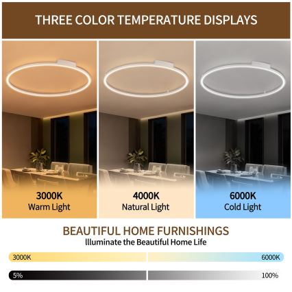Brilagi - PORTOFINO LED dimmelhető mennyezeti lámpa LED/85W/230V 3000-6000K, átmérő 120 cm, fehér + távirányító