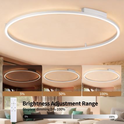 Brilagi - PORTOFINO dimmelhető LED mennyezeti lámpatest LED/85W/230V 3000-6000K átm. 120 cm ezüstszínű + távirányító