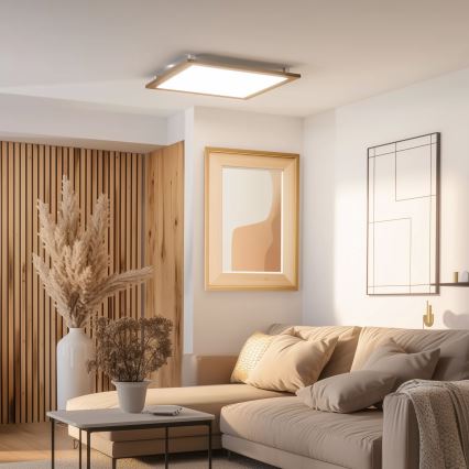 Brilagi - LED fényerőszabályozható mennyezeti lámpa SLIMFRAME WOOD LED/58W/230V 64x64 cm 3000-6000K barna + távirányító