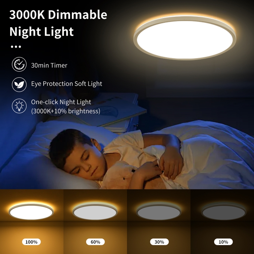 Brilagi - Dimmelhető ULTRA SLIM mennyezeti LED lámpatest 24W/230V 2700–6500K átm. 42 cm fehér + távirányító