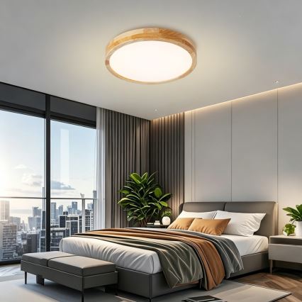 Brilagi - LED dimmelhető mennyezeti lámpa WOODLINE LED/48W/230V 3000–6000K tölgy Ø 40 cm + távirányító