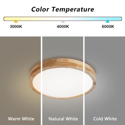 Brilagi - LED dimmelhető mennyezeti lámpa WOODLINE LED/48W/230V 3000–6000K tölgy Ø 40 cm + távirányító