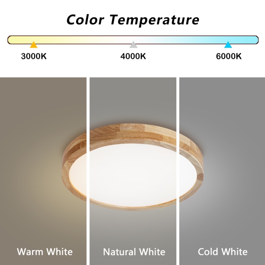 Brilagi - LED dimmelhető mennyezeti lámpa WOODLINE LED/48W/230V 3000–6000K tölgy Ø 40 cm + távirányító