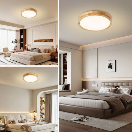 Brilagi - LED dimmelhető mennyezeti lámpa WOODLINE LED/48W/230V 3000–6000K tölgy Ø 40 cm + távirányító