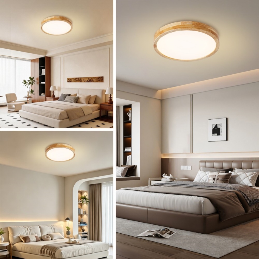 Brilagi - LED dimmelhető mennyezeti lámpa WOODLINE LED/48W/230V 3000–6000K tölgy Ø 40 cm + távirányító