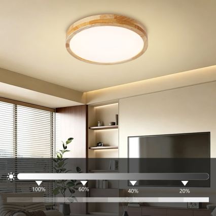 Brilagi - LED dimmelhető mennyezeti lámpa WOODLINE LED/48W/230V 3000–6000K tölgy Ø 40 cm + távirányító