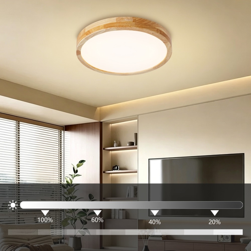 Brilagi - LED dimmelhető mennyezeti lámpa WOODLINE LED/48W/230V 3000–6000K tölgy Ø 40 cm + távirányító