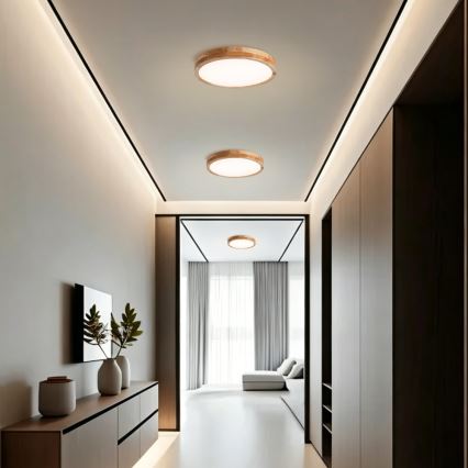 Brilagi - LED dimmelhető mennyezeti lámpa WOODLINE LED/48W/230V 3000–6000K tölgy Ø 40 cm + távirányító