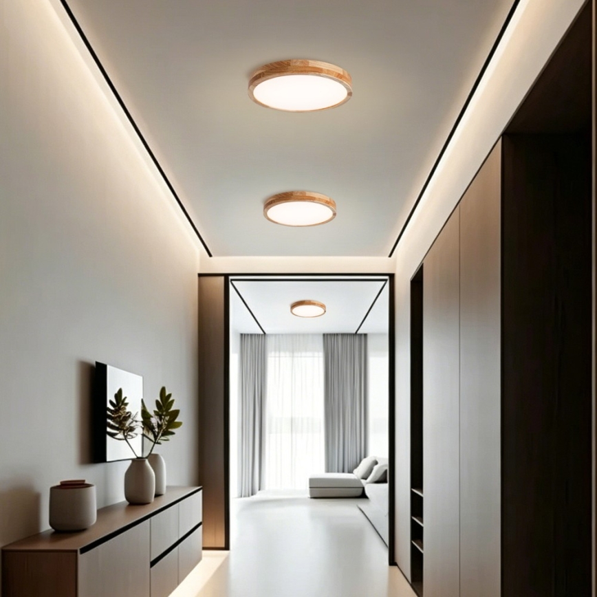 Brilagi - LED dimmelhető mennyezeti lámpa WOODLINE LED/48W/230V 3000–6000K tölgy Ø 40 cm + távirányító