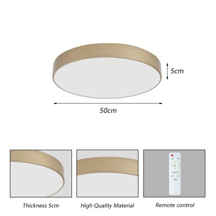 Brilagi - LED dimmelhető mennyezeti lámpa POOL LED/60W/230V 3000-6000K átm. 50 cm arany + távirányító