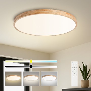 Brilagi - fényerőszabályozható LED mennyezeti lámpatest WOODLINE LED/100W/230V 3000-6000K tölgy átm. 80 cm + távirányító