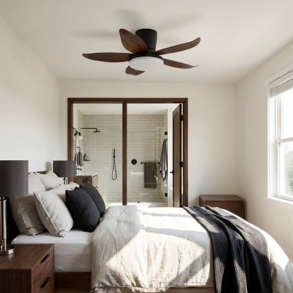 Brilagi - LED-dimmelhető mennyezeti ventilátor LED/32W/230V 3000-6500K átm. 95 cm fekete/barna + távirányítóval