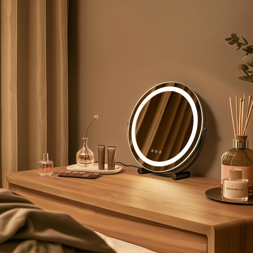 BRILAGI - LED fényerőszabályozható sminktükör CALIFORNIA LED/17W/230V 3000/4000/6500K átmérő 42 cm fekete