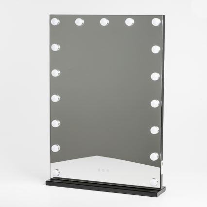 BRILAGI - LED Fényerőszabályozható sminktükör HOLLYWOOD LED/15W/230V CCT + 2x USB 55x77 cm fekete