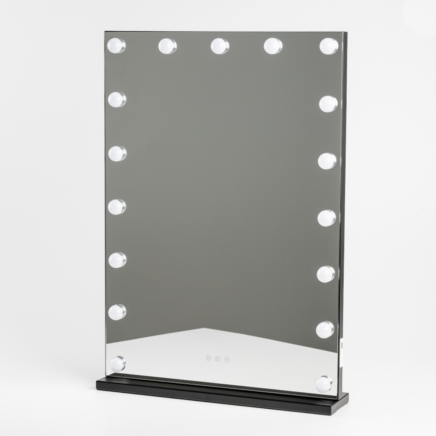 BRILAGI - LED Fényerőszabályozható sminktükör HOLLYWOOD LED/15W/230V CCT + 2x USB 55x77 cm fekete