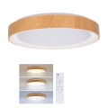 Brilagi - Fényerőszabályozható mennyezeti LED lámpa FLOCO LED/48W/230V átm. 40 cm fa dekor/fehér + távirányító