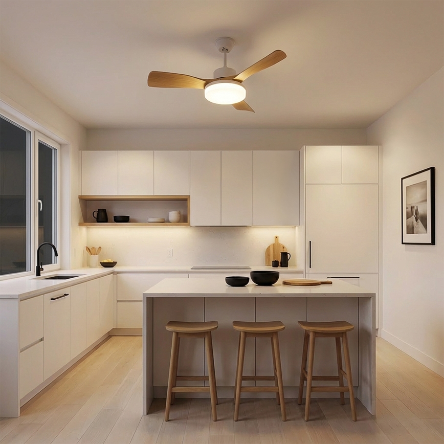 Brilagi - Dimmelhető LED mennyezeti ventilátor LED/34W/2300V 3000-6500K átmérő 106 cm fehér/barna + távirányító